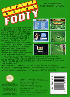 Aussie Rules Footy (Australia) box cover back